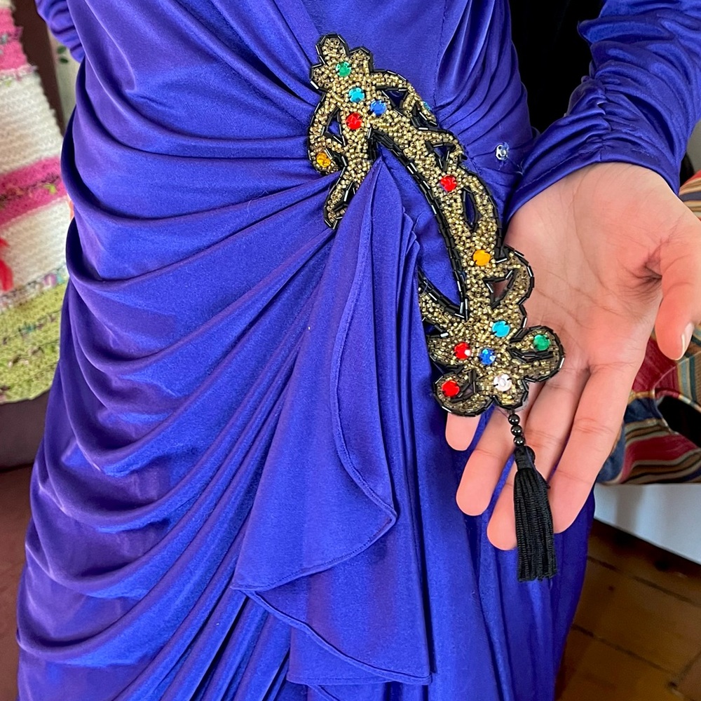 Vintage Royal Purple Disco Dress 1980s View 4